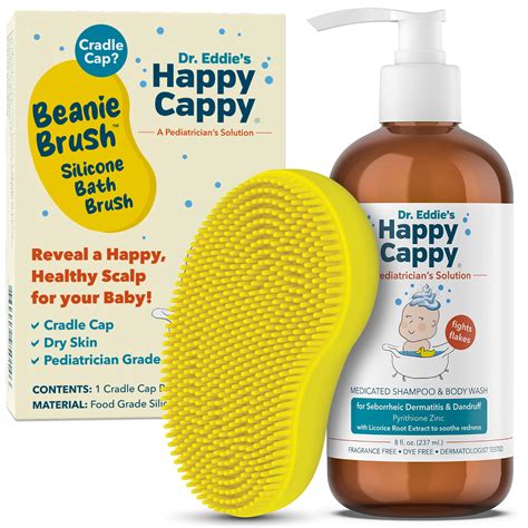 Amazon.com: Happy Cappy Medicated Shampoo and Body Wash and Beanie Brush Bundle - Baby Dandruff ...