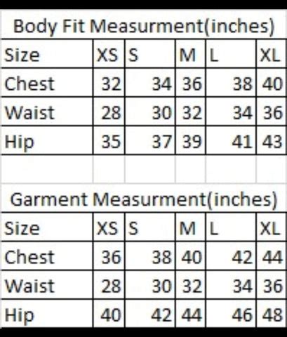 Size Chart – Women Republic