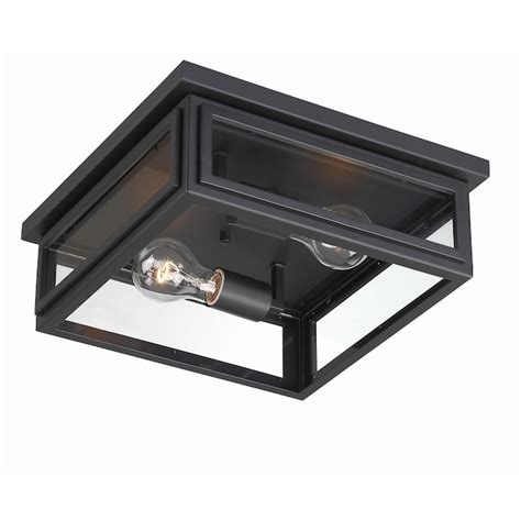 Crystorama Byron 2-Light 12.75-in Matte Black Indoor/Outdoor Flush ...