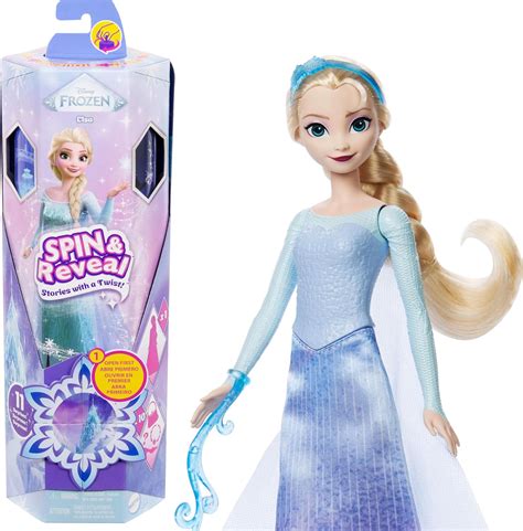 Amazon.com: Mattel Disney Frozen Elsa Fashion Doll Set, Spin & Reveal with 11 Surprises ...