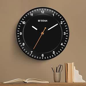 Buy Titan Contemporary Black Analog Wall Clock With Domed Glass And ...