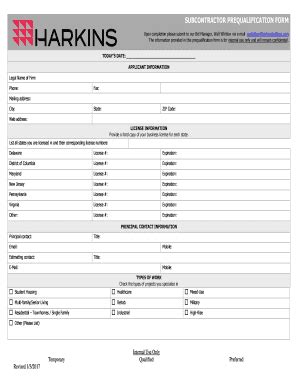 Subcontractor Prequalification Form - Fill Online, Printable, Fillable ...