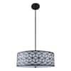 DSI LIGHTING Ali 3-Light Matte Black Pendant with White Fabric Shade ...