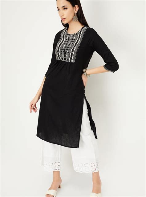 Buy Women Embroidered Yoke Straight Kurta Online at just Rs. 599.0 ...