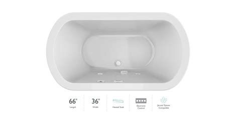 Jacuzzi PF15W59 Duetta 66" Drop-In Soaking Bathtub with Center Drain ...