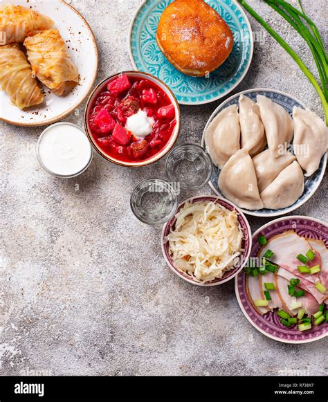 Assortment of traditional Ukrainian food Stock Photo - Alamy