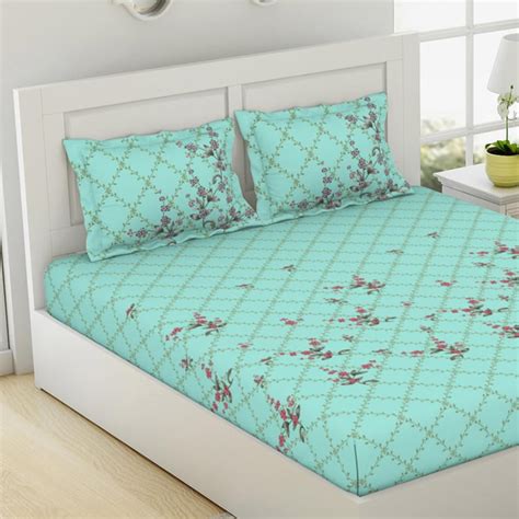 Buy SPACES Essentials Cotton 144TC Printed 3Pcs Super King Bedsheet Set ...
