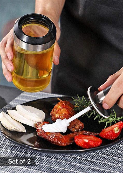 Get Transparent Borosilicate Glass Oil Containers (250 ml) - Set of 2 ...