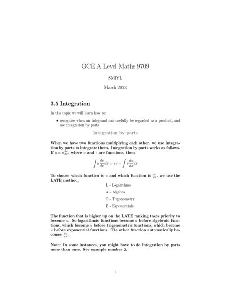 Image result for A Level Integration Examples