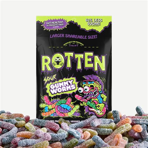 Amazon.com : Rotten Sour Gummy Worms - Low Sugar, Low Calorie, 7g Gut ...
