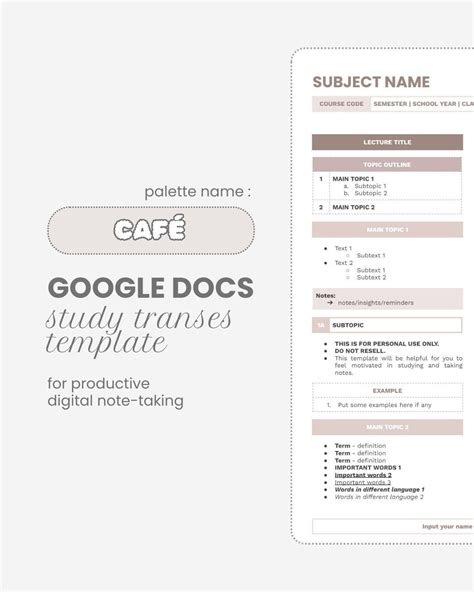 Café study transes for digital note-taking ♡ | Google docs templates ...