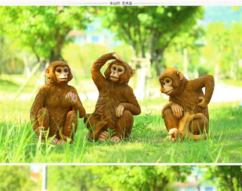 花园仿真猴子摆件玻璃钢工艺品动物雕塑园林装饰品假山金丝猴摆设-阿里巴巴
