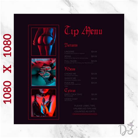 Onlyfans Tipping Menu Editable Template | Gothic Onlyfans Menu, Canva Template, Adult Content ...