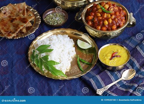 Dishes of National Indian Cuisine on a Dark Blue Background ...