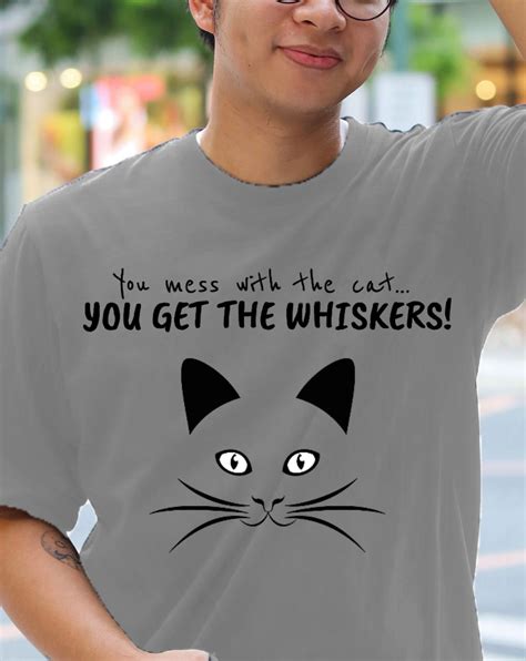 Funny Cat T Shirt You Mess With the Cat Shirt Cute Cat Pun Tee for Men ...