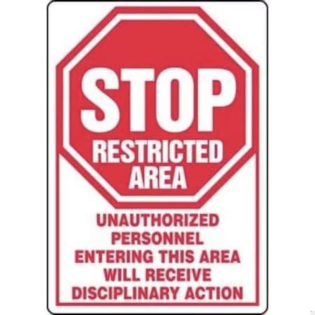 Accuform STOP RESTRICTED AREA SAFETY SIGN MADM529VS MADM529VS | Zoro