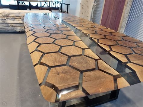 Hexagon Designed Walnut Brown Custom Order- Dining table - Coffe Table ...