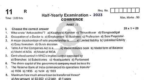 Image result for Commerce Question Paper 11th