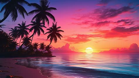 Tropical Beach At Sunset