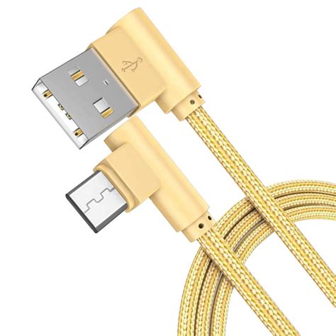 WRENS Data Cable Nylon Braided Micro USB 90 Degree L-Shaped Right Angle ...