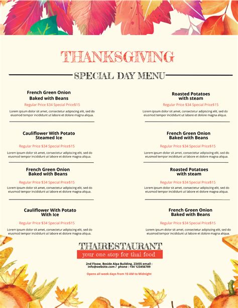 Free Thanksgiving Menu Templates, Editable and Printable