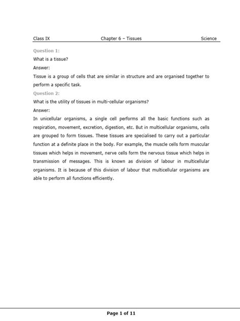 Tissue Chapter Class 9 的图像结果