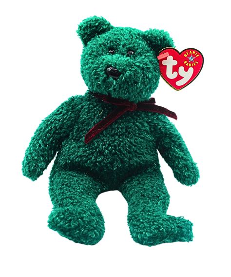 Ty Beanie Babies 2001 Holiday Teddy the Bear Green Sparkly Christmas ...