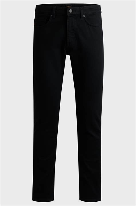 BOSS - Delaware Slim-fit jeans in stay-black comfort-stretch denim - Black