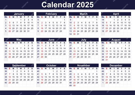 2025 Calendar With Week Numbers Printable