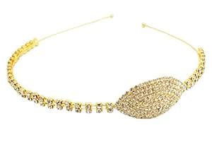 Buy AccessHer Wedding Collection Rhinestone Studded Golden Metal Hair ...
