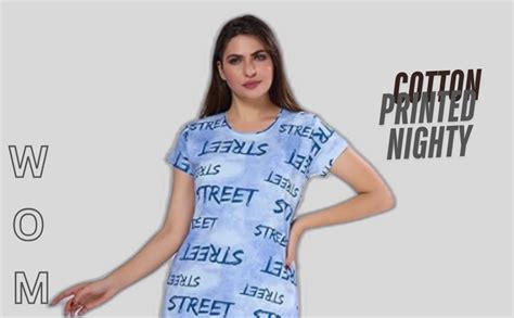 Buy DAISY DOO Cotton Printed Nighty Knee Length Short Sleeves Nightgown ...