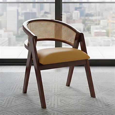 Deymar Teak Wood Arm Chair (Brown Yellow) – DZYN Furnitures