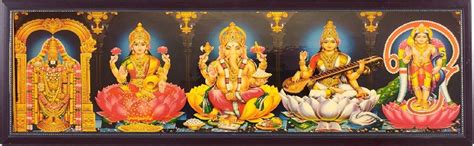 7 Hills Store Five Hindu god and goddess photos in a single frame for ...
