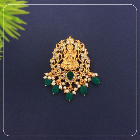 Gold Plated Studded Lakshmi's Nagas Pendant – The Velli Shop