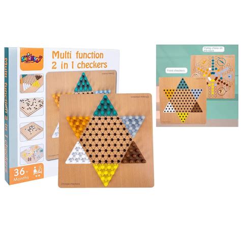 Buy SHINETOY Wooden 2-in-1 Board Game | Chinese Checkers ...