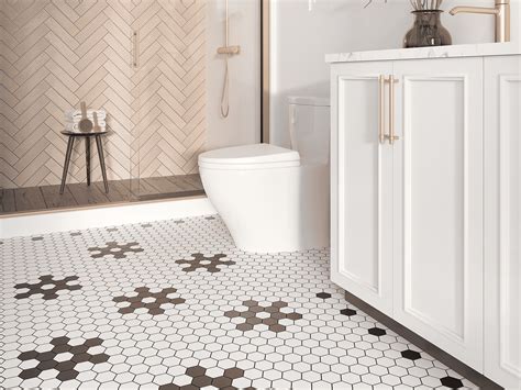 Black And White Hexagon Bathroom Floor Tile - Flooring Site
