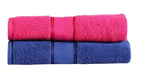 Fiona Creations 100% Cotton 2 Piece Bath Towel Set, 450 GSM (Pink,Blue ...