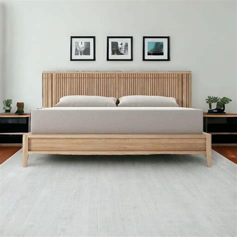 Luxurious Teak Wood Bed with Fluted Headboard & Bedside – TimberCraft