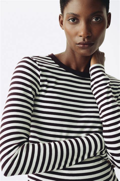 MAMA Ribbed jersey top - Burgundy/Striped - Ladies | H&M IN