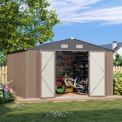 Amazon.com : Patiowell 10 x 10 FT Outdoor Storage Shed,Metal Yard Shed ...