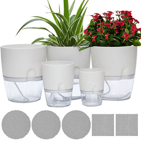 Self Watering Pots for Indoor Plants, ETGLCOZY 5 Pack 6/4.1/3.2 Inch ...