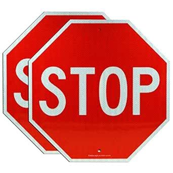 Stop Signs, (2 Pack) 18 x 18 Inches Octagon Engineer Grade Reflective ...