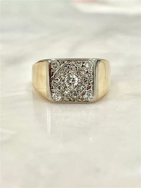 Vintage 10k Gold Mens Ring with Natural Diamonds For Sale at 1stDibs ...