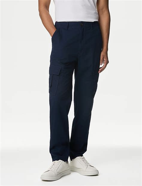 Buy Tapered Fit Pure Cotton Lightweight Cargo Trousers at Marks & Spencer