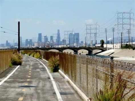 Los Angeles River bicycle path, paramount, United States Of America ...