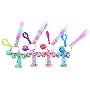 YeahiBaby 4Pcs Unicorn Keychain Party Favor Alphabet Keychain Key Ring ...