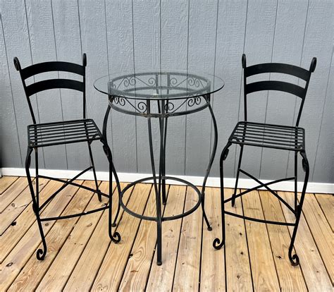 PENDING - Tall Wrought Iron Table & Bar Chairs for Sale in Mooresville ...
