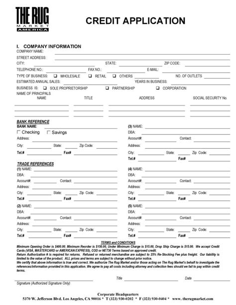 Image result for Credit Application Form Template