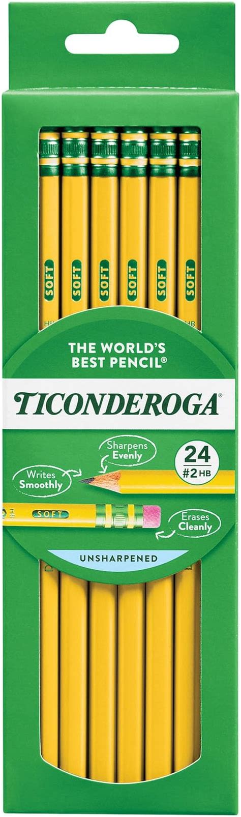 Ticonderoga Dixon Wood-Cased #2 Hb Pencils,Box Of 24,Yellow (13924 ...