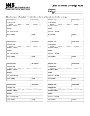 Fillable Online Other Insurance Coverage Form Fax Email Print - pdfFiller